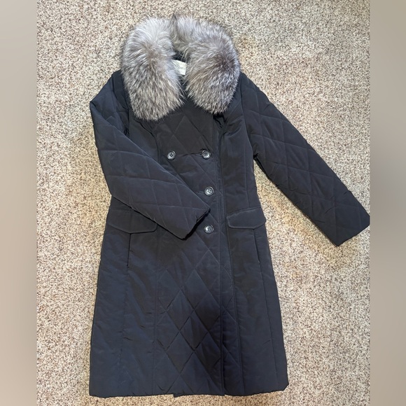 European long puffer coat with fox fur collar , M - Picture 5 of 16
